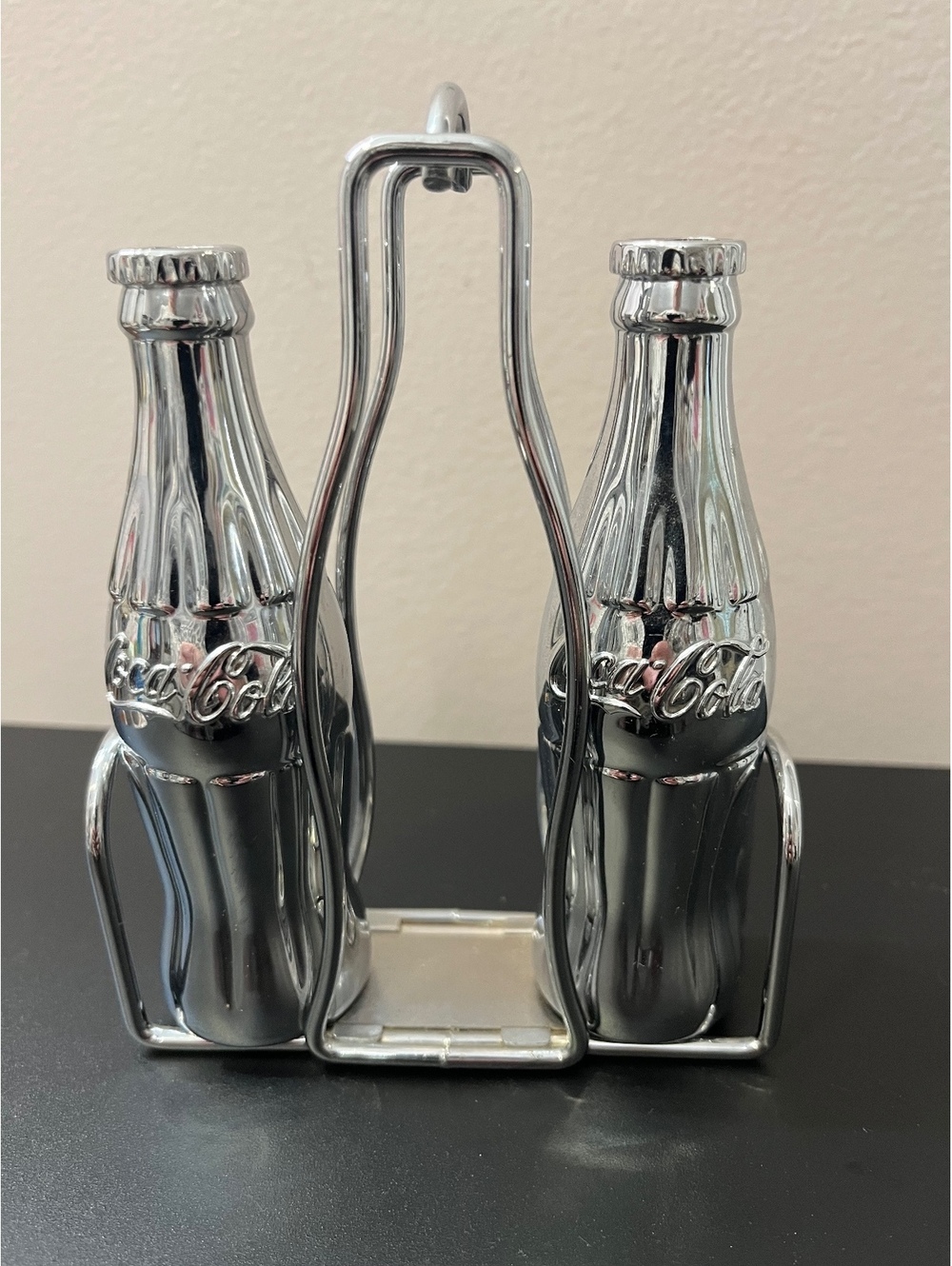 Coca-Cola salt and pepper shaker set with caddy